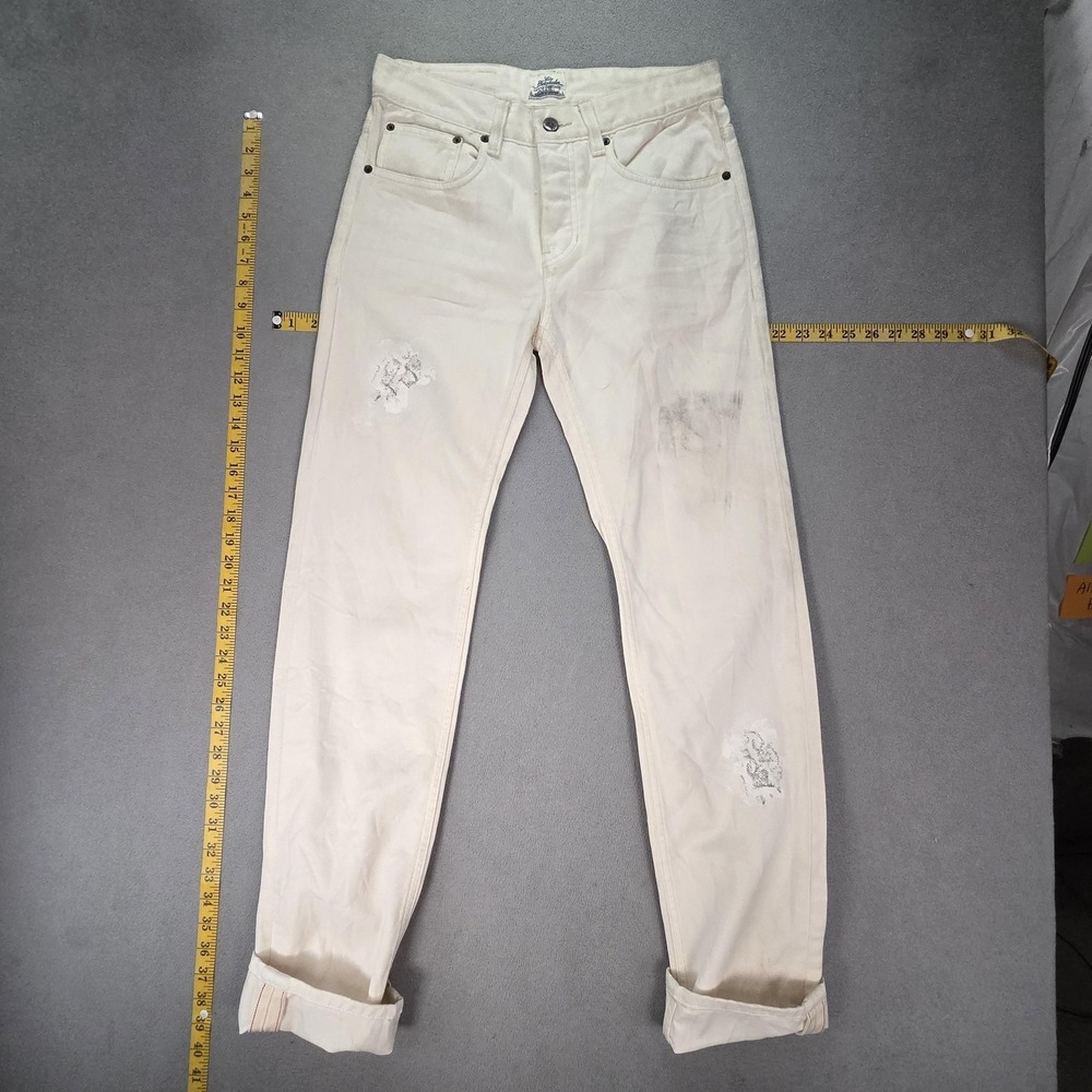 Bean Pole Jeans Mens City Photographer White Slim Stained Button Fly Fits 30x30